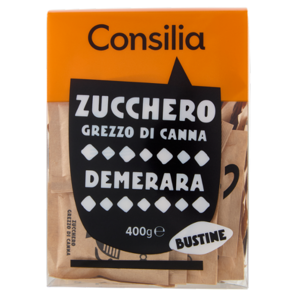 Consilia Zucchero di Canna Grezzo Demerara 100 Bustine da 4 g
