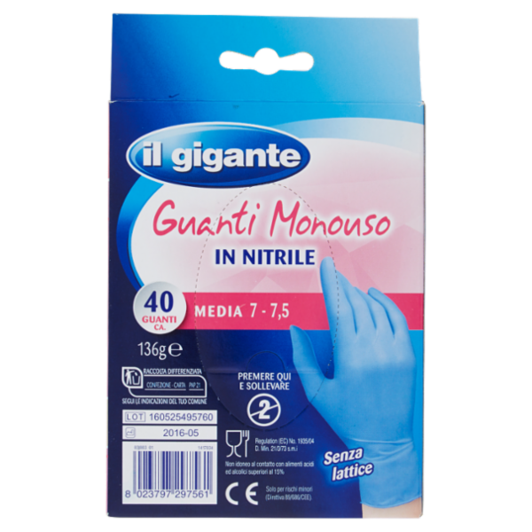IL GIGANTE Guanti Monouso in Nitrile Media 7 - 7,5 40 Guanti