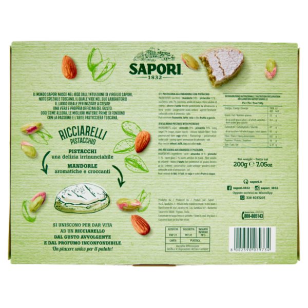 Sapori Ricciarelli Pistacchio 200 g