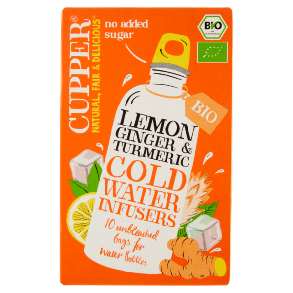 CUPPER Infuso a freddo Biologico di Limone, Zenzero e Curcuma 10 bustine