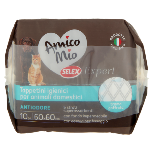 Selex Amico Mio Expert Tappetini Antiodore per Animali 60X60 cm 10 pezzi