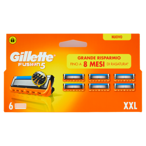 Gillette Fusion5 Lamette di ricambio per Rasoio da Uomo, 6 Ricariche