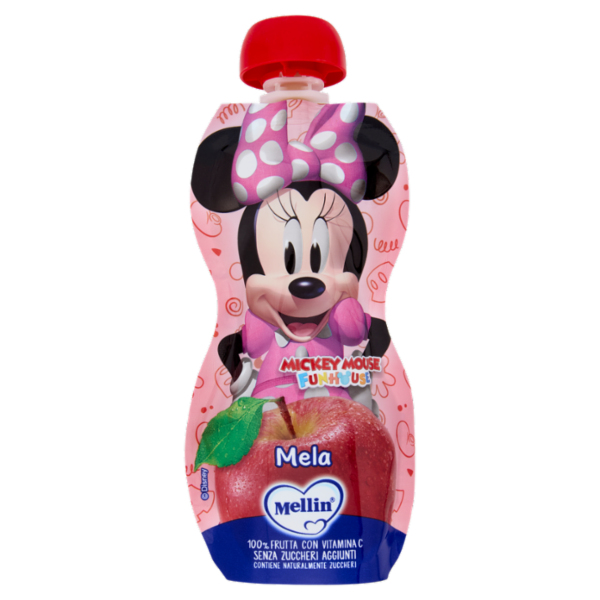 MELLIN Disney Minnie Merenda di Frutta 100% con VitC, Mela, dal 9° mese, 110g