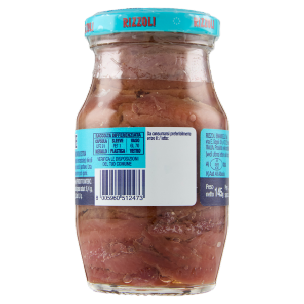 Rizzoli Filetti di Alici del Mar Adriatico in Olio 100% Italiano 145 g