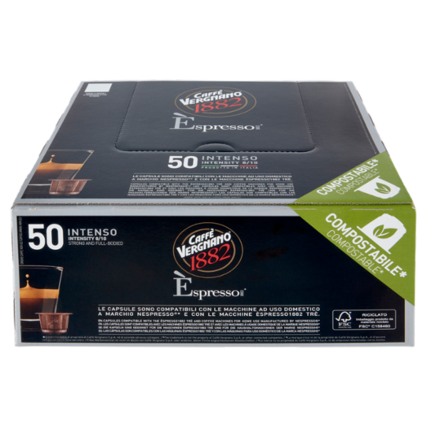 Caffè Vergnano 1882 Èspresso1882 Intenso Compostabile** Capsule Compatibili Nespresso* 50 x 5 g