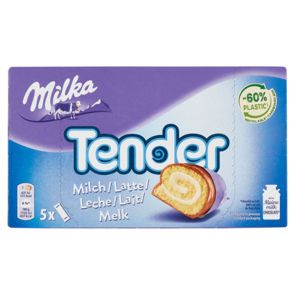 Milka Tender Latte, merendina Tender al latte 5x37g