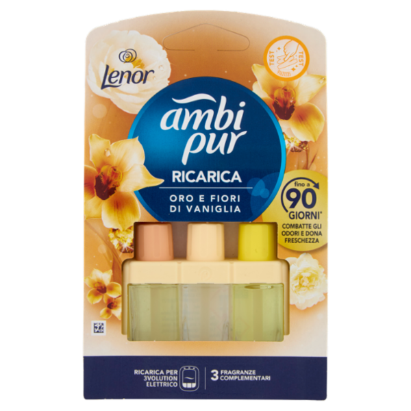 Ambi Pur Profumatore per Ambienti Elettrico Ricarica 3Volution, Oro e Fiori di Vaniglia 20 ml