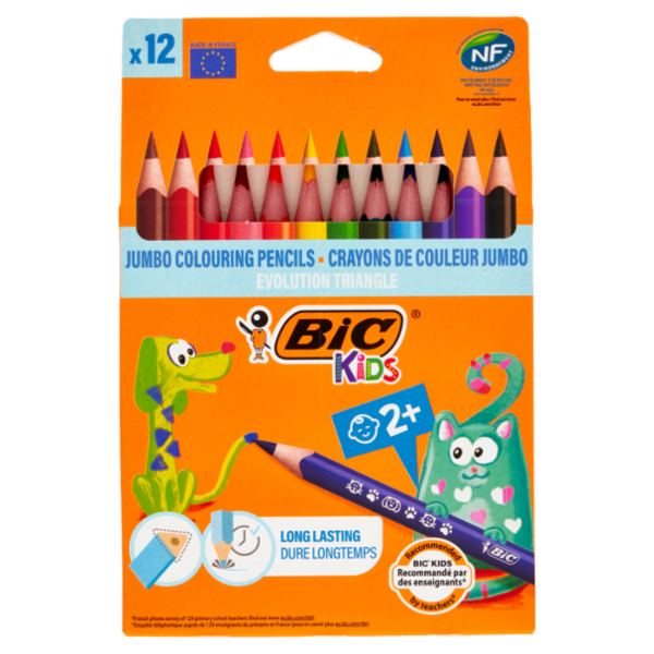 Bic Kids Evolution Triangle Matite Colorate Jumbo 12 pz