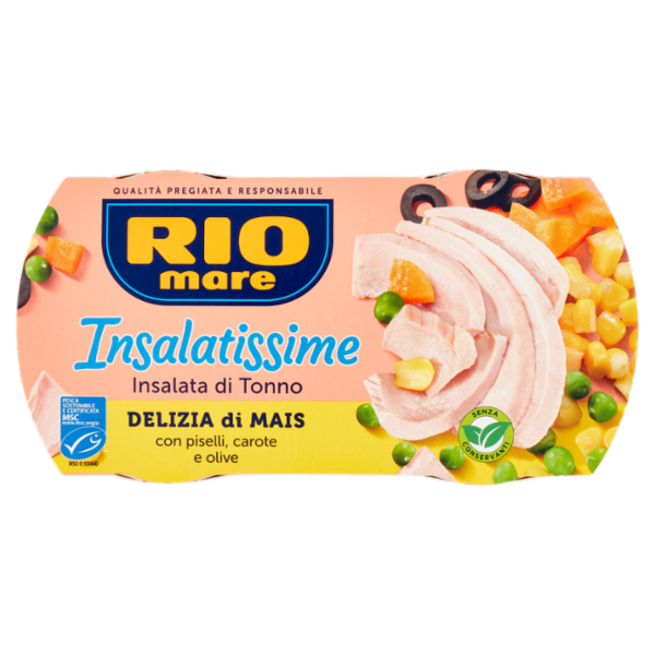 Rio mare Insalatissime Insalata di Tonno Delizia di Mais con piselli, carote e olive 2 x 160 g