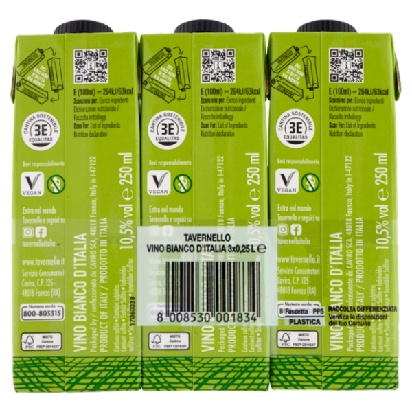Tavernello Vino Bianco d'Italia 3 x 0,25 L