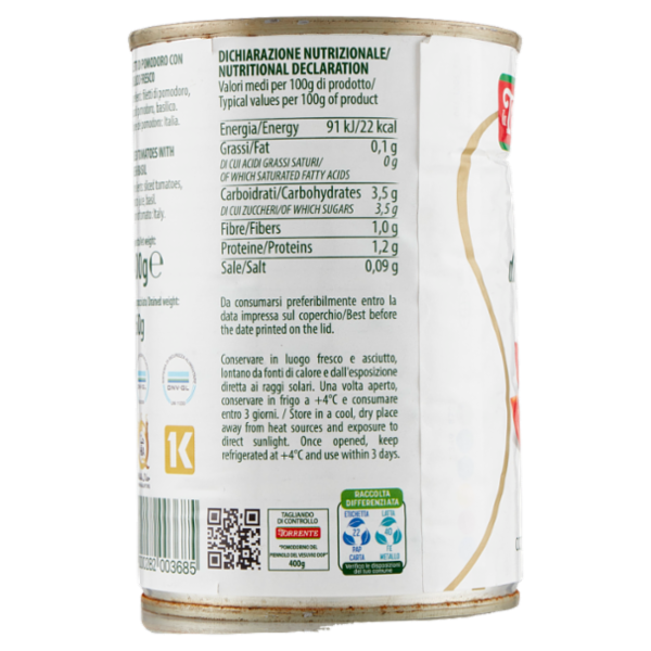 la Torrente Filetti di Pomodoro con Basilico Fresco 400 g