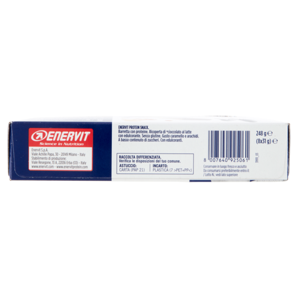 Enervit Protein Low Sugar Protein Snack Barretta Gusto Caramello e Arachidi 8 x 31 g