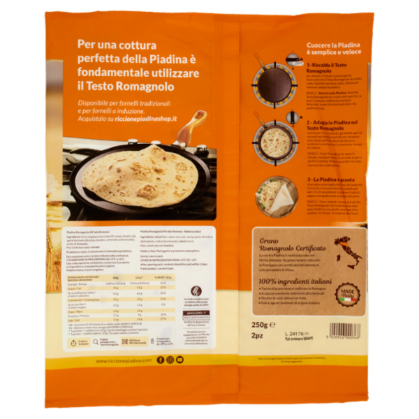Riccionepiadina Piadina Romagnola IGP alla Riminese 2 pz 250 g