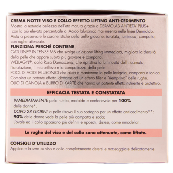 Dermolab Anti Età Plus+ Notte Crema Viso e Collo Effetto Lifting Anti-Cedimento 50 ml