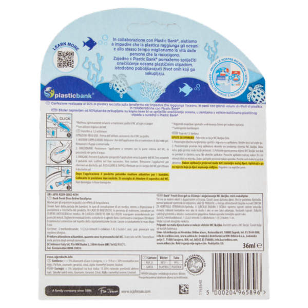 Duck Fresh Discs - Base per Dischi Gel Igienizzanti WC, Fragranza Eucalipto, 36ml