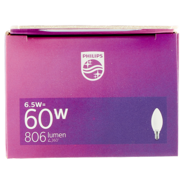 Philips Led candela vetro 60W E14 4000K non dim