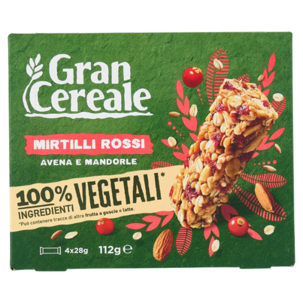 Gran Cereale Barrette Mirtilli Rossi, Avena e Mandorle 4 pezzi 112g