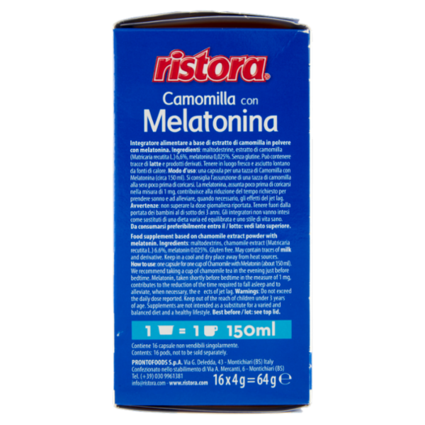 ristora Camomilla con Melatonina 16 Capsule Compatibili con macchine Lavazza a Modo Mio* 16 x 4 g