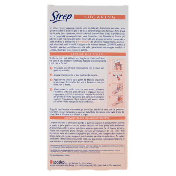 Strep Sugaring Strisce Depilatorie Corpo 20 Strisce + 3 Salviettine