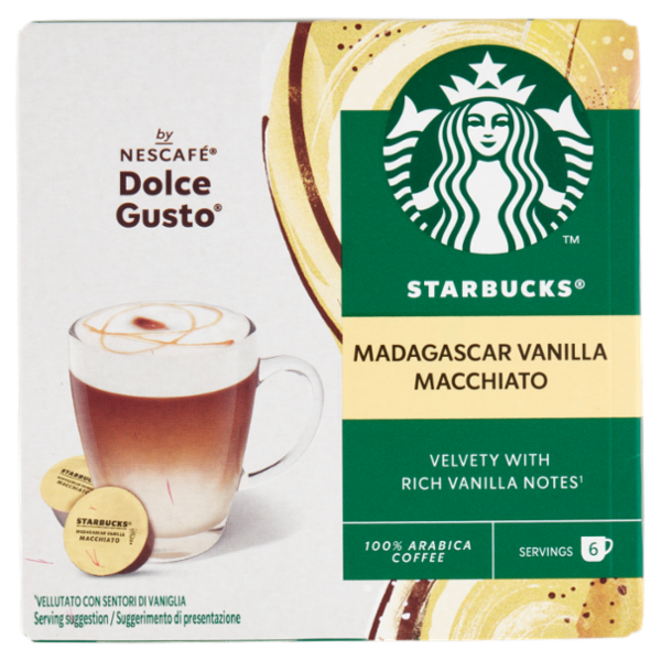 STARBUCKS Madagascar Vanilla Macchiato by Nescafé Dolce Gusto Latte Vaniglia e Caffè 12 Capsule 132g