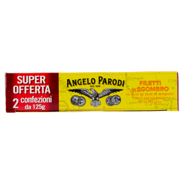 Angelo Parodi Filetti di Sgombro in Olio di Semi di Girasole e Olio Extravergine di Oliva 2 x 125 g