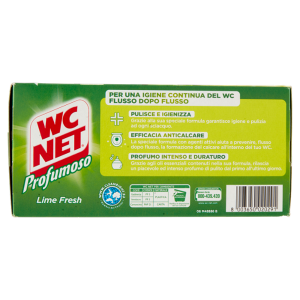 Wc Net - Tavoletta Profumoso 3 Effect, Detergente Igienizzante Solido WC, Lime Fresh, 4 Pezzi