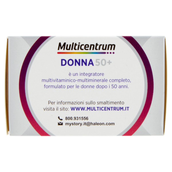 Multicentrum donna 50 + integratore multivitaminico completo con vitamina D, acido folico 30 cpr 49g