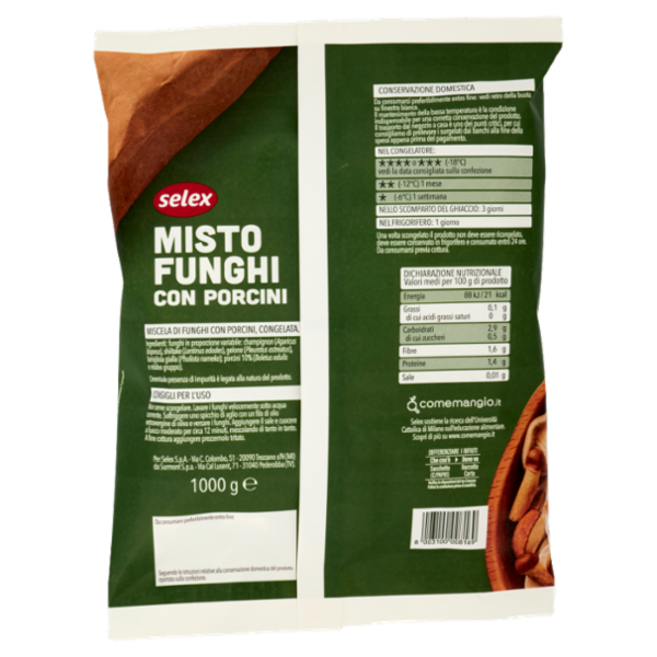 Selex Misto Funghi con Porcini Congelati 1 kg