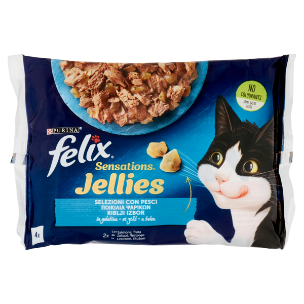 FELIX Sensations Jellies Selezioni con Pesci in gelatina (Salmone & Trota) 4 x 85 g