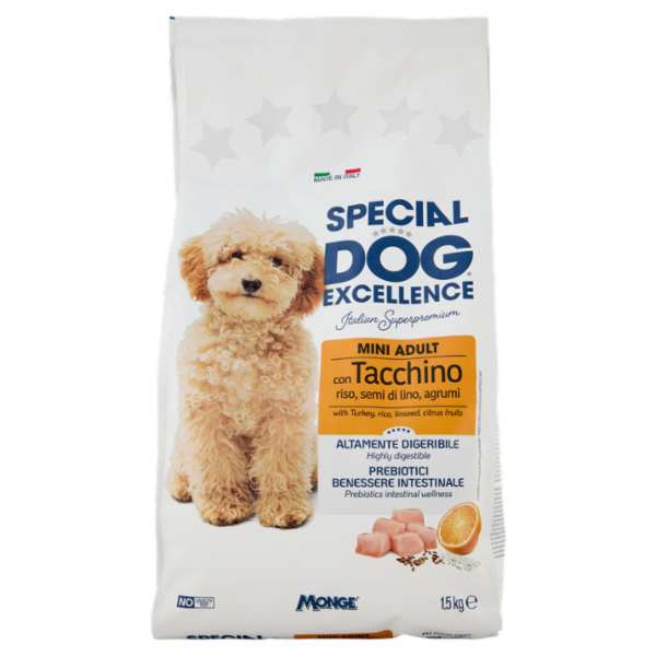 Special Dog Excellence Mini Adult con Tacchino riso, semi di lino, agrumi 1,5 kg
