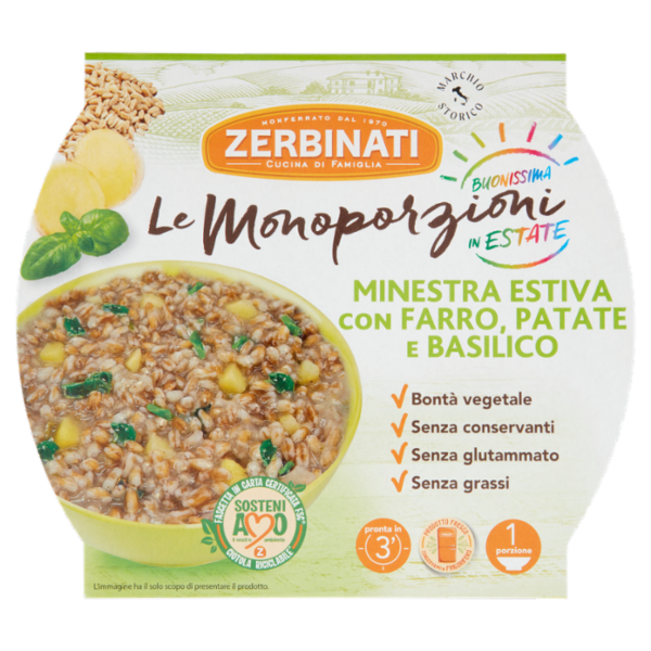 Zerbinati Le Monoporzioni Minestra Estiva con Farro, Patate Basilico 310 g