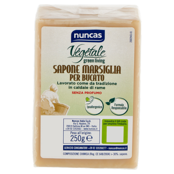 nuncas Vegetale Sapone Marsiglia per Bucato 250 g