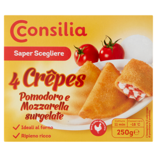 Consilia Saper Scegliere 4 Crêpes Pomodoro e Mozzarella surgelate 250 g