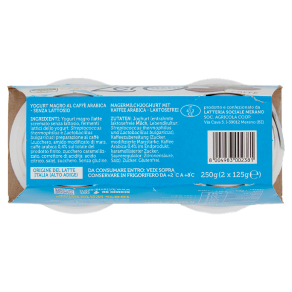 bella vita free Yogurt Magro Senza Lattosio Zero Grassi Caffè 2 x 125 g