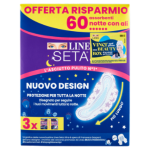 Lines Seta Ultra Assorbenti Notte Con Ali 60 Pz