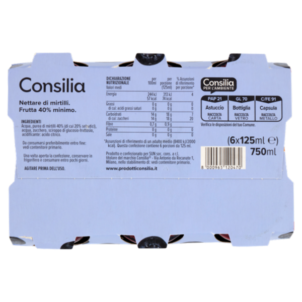 Consilia Nettare di Mirtillo Nero 6x125 ml