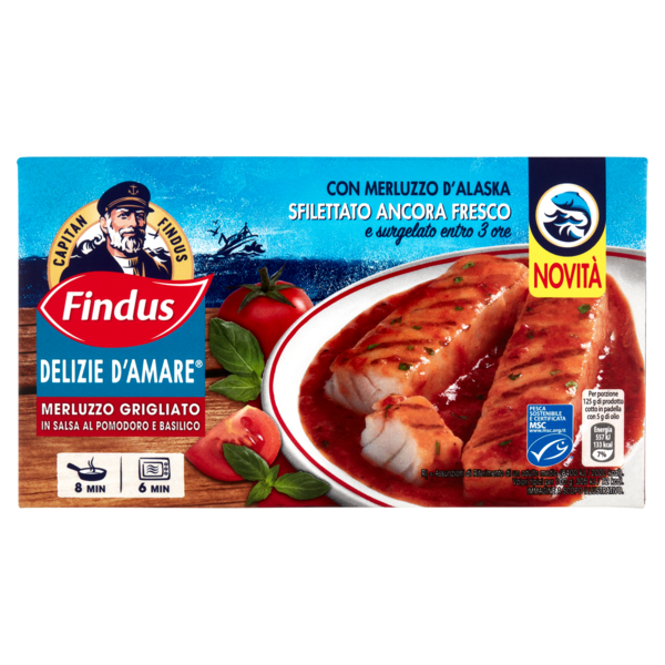 Capitan Findus Delizie D'Amare Merluzzo Grigliato in salsa al pomodoro e basilico 250 g