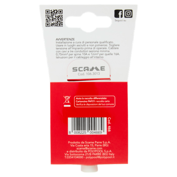 Scame Presa 10/16A 2P+T 250V