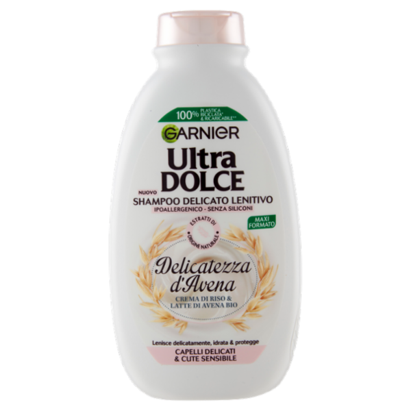 Garnier Ultra Dolce Shampoo Delicatezza D'Avena capelli delicati Crema di riso e latte d'avena 300ml