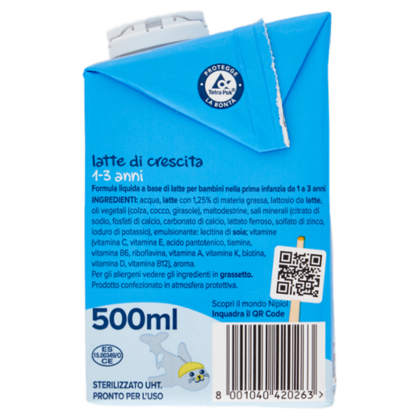 nipiol latte di crescita 1-3 anni 500 ml
