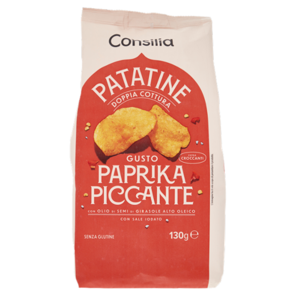 Consilia Optima Patatine Doppia Cottura Gusto Paprika Piccante 130 g