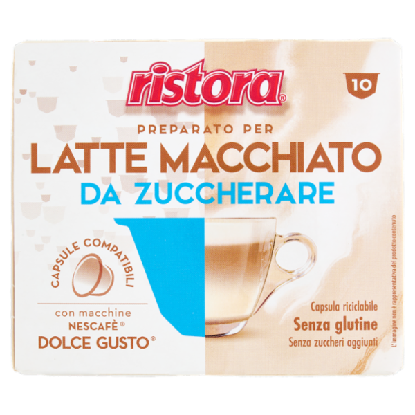 ristora Latte Macchiato da Zuccherare Capsule Compatibili con macchine Nescafè Dolce Gusto 10 x 13 g