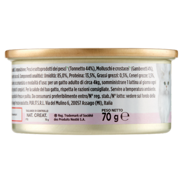 PURINA GOURMET Nature's Creations Ricco in Fiocchi di Tonnetto Naturale in Gelée con Gamberetti 70 g