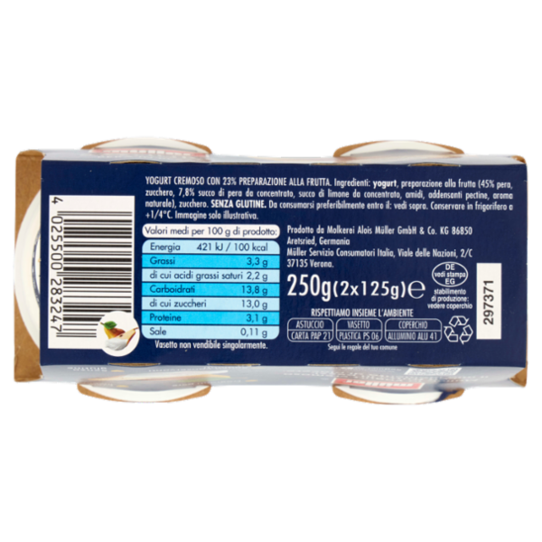 müller Yogurt Cremoso Pera in Pezzi 2 x 125 g
