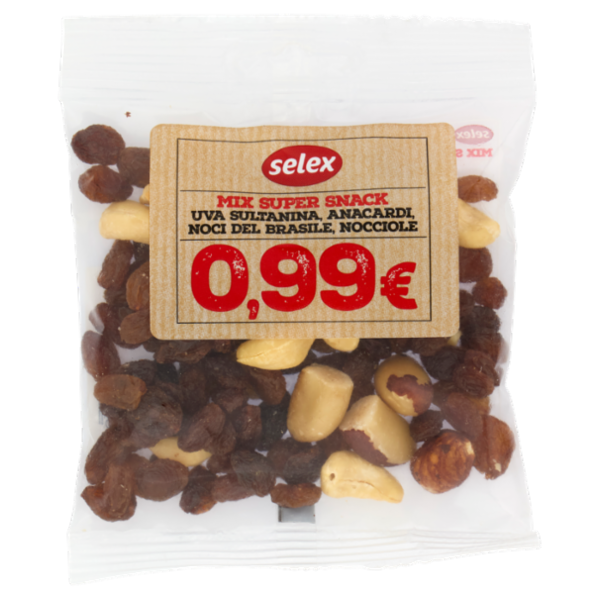 Selex Mix Super Snack Frutta Secca Sgusciata e Frutta Disidratata 70 g
