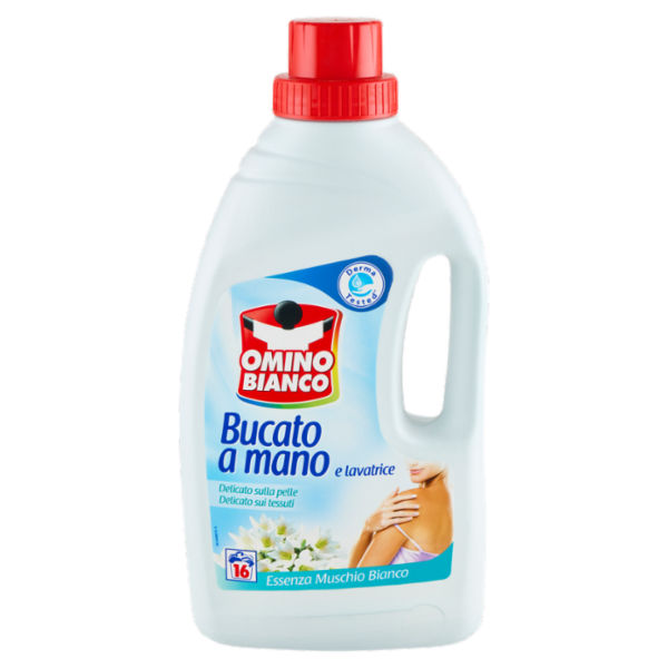 Omino Bianco Detersivo Bucato a Mano e Lavatrice Liquido Muschio Bianco 16 Lavaggi 1000 ml