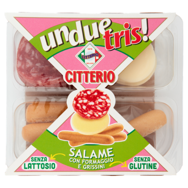Citterio unduetris! Salame con Formaggio e Grissini Senza Lattosio Senza Glutine 80 g