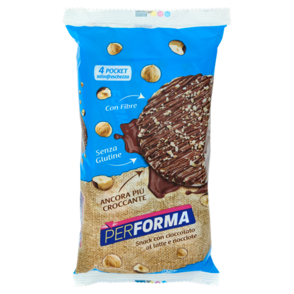 Performa Snack gallette con cioccolato al latte e nocciole, 84 kcal per snack - 8 x 17,75 g