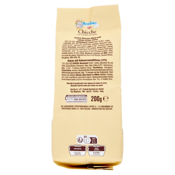 Mulino Bianco Chicche Biscotti con Crema al Cacao 200g