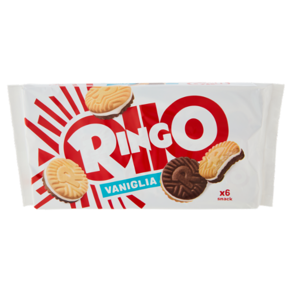 Ringo Vaniglia Biscotti Farciti con Crema Vaniglia Snack Merenda 6 porzioni 330g